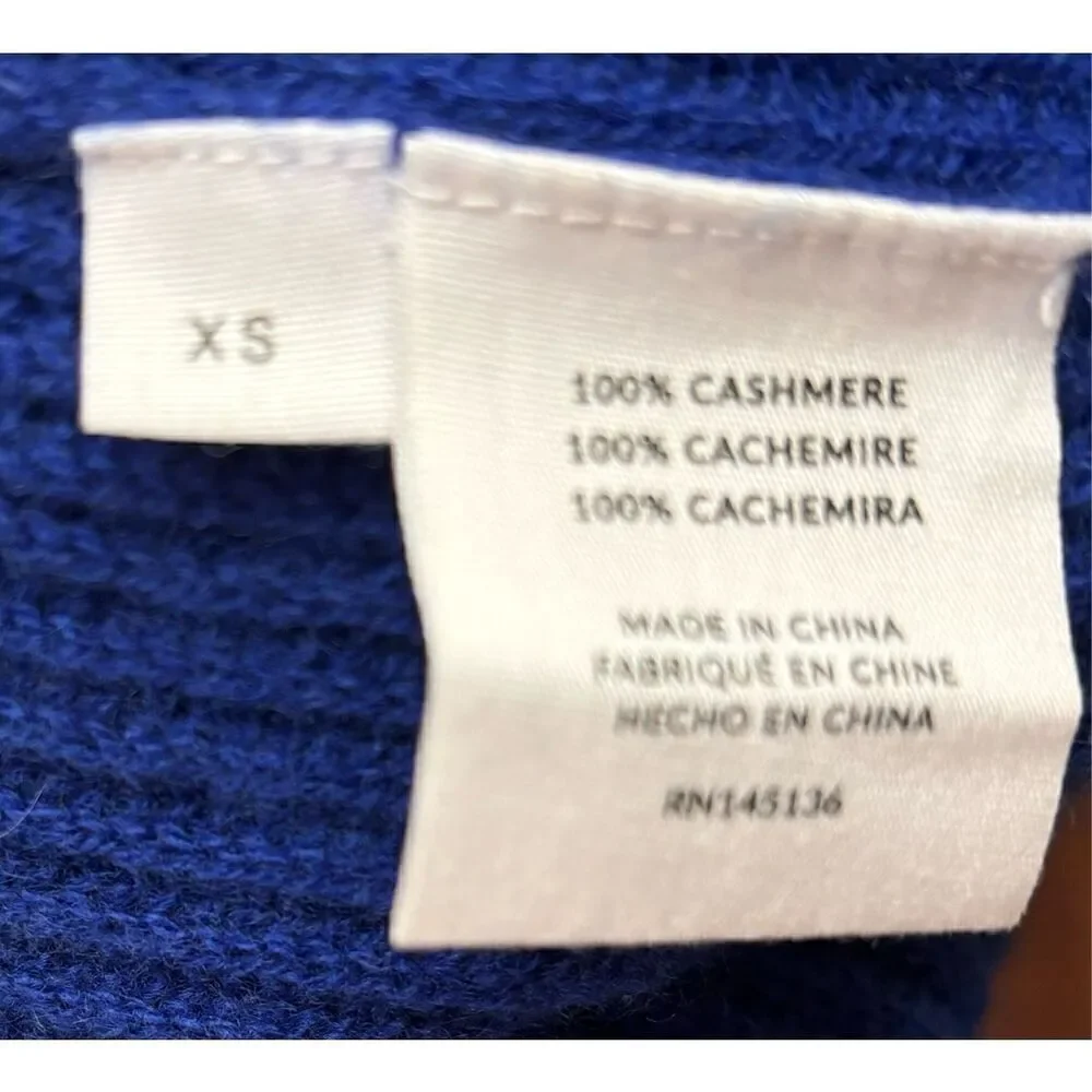 Naadam 100% Cashmere Cardigan in Blue & Black NWT Size X-Small